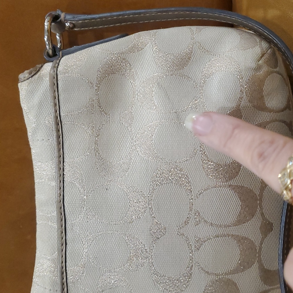 Coach Soho Vintage Canvas & Leather Gold Monogrammed Crossbody Bag - Picture 7 of 17